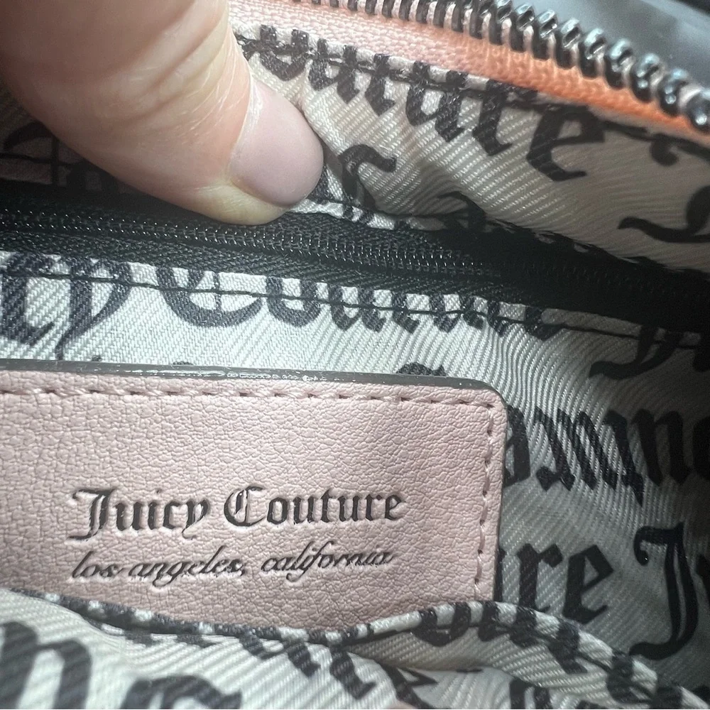 Juicy Couture Pink zip top Obsession Handbag with rhinestone logo